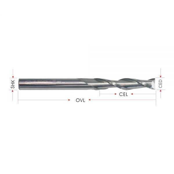 Brocas Espirales CNC de 2 Filos para Corte (SHK cerca de 6.35mm, 8mm, 10mm, 12mm, 12.7mm)