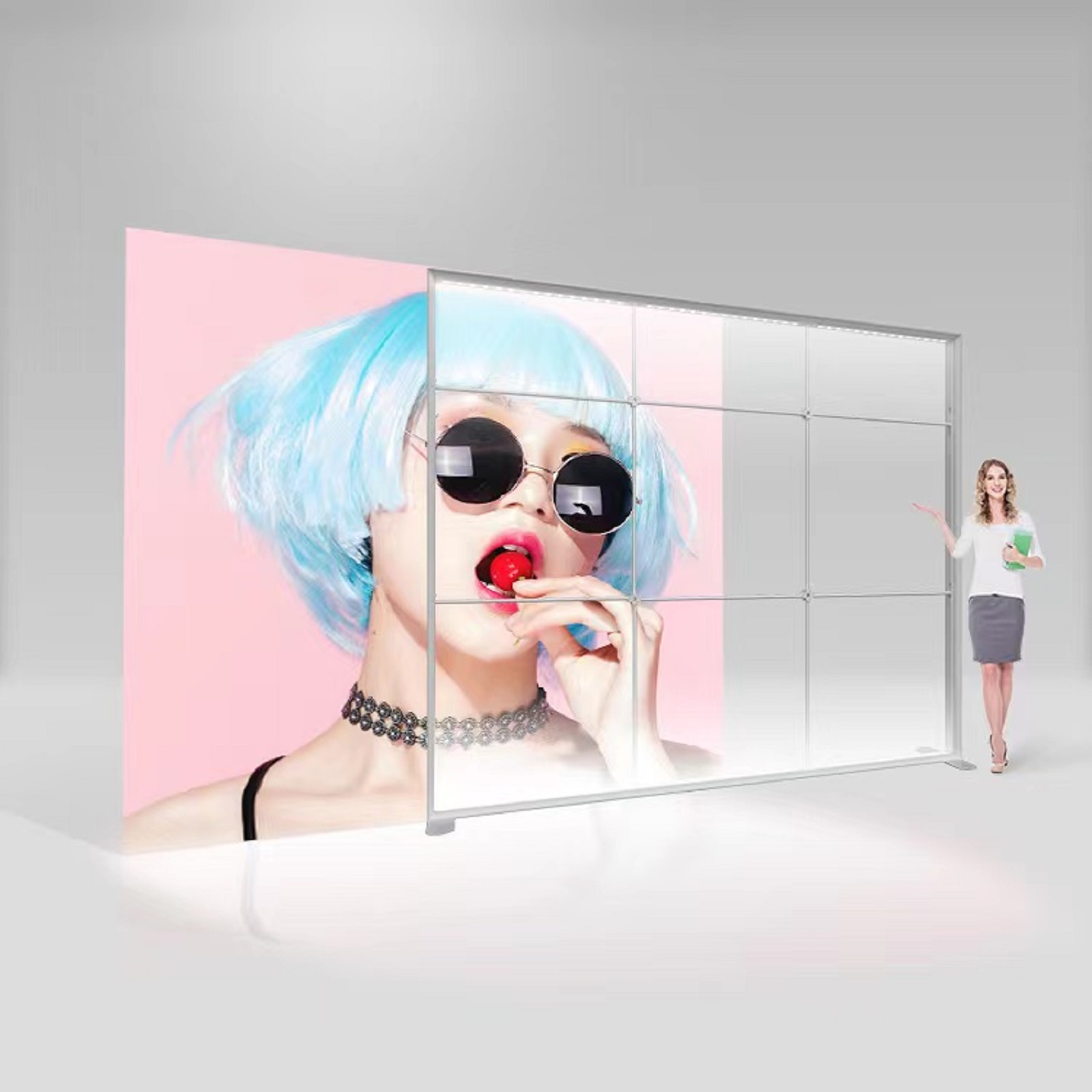 QOMOLANGMA 9.8 FT x 8 FT Aluminum Modular Backlit Fabric Lightbox-(120mm SEG Extrusion)